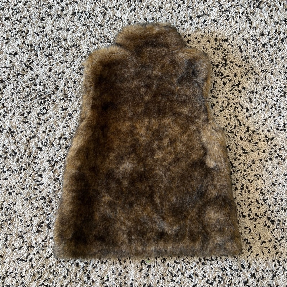 Newport News Faux Fur Vest Brown Tan Full Zip Women’s Size Large - Picture 12 of 12